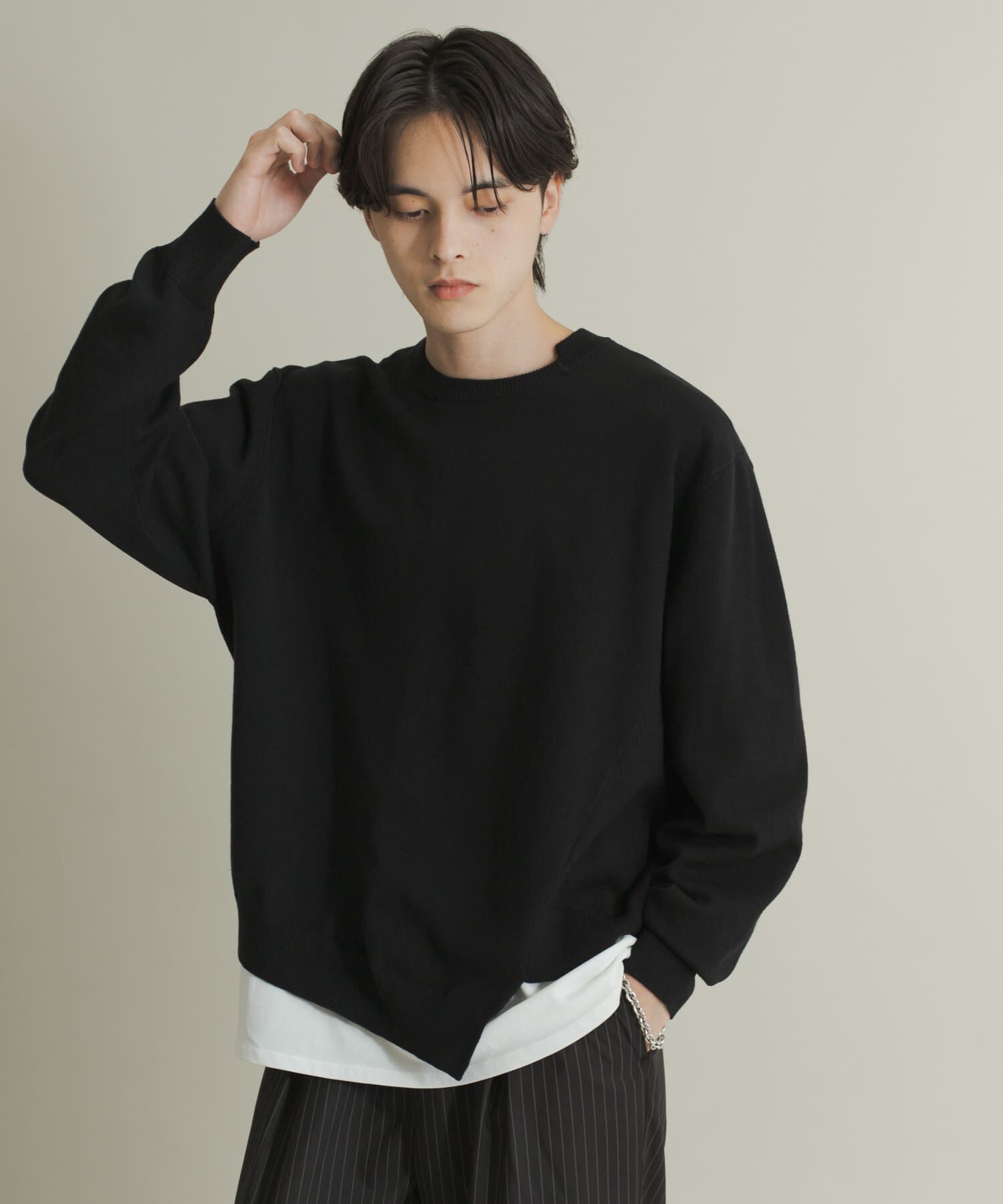 SENSE OF PLACE by URBAN RESEARCH「アシメクルーネックニット」|ニット・セーター|