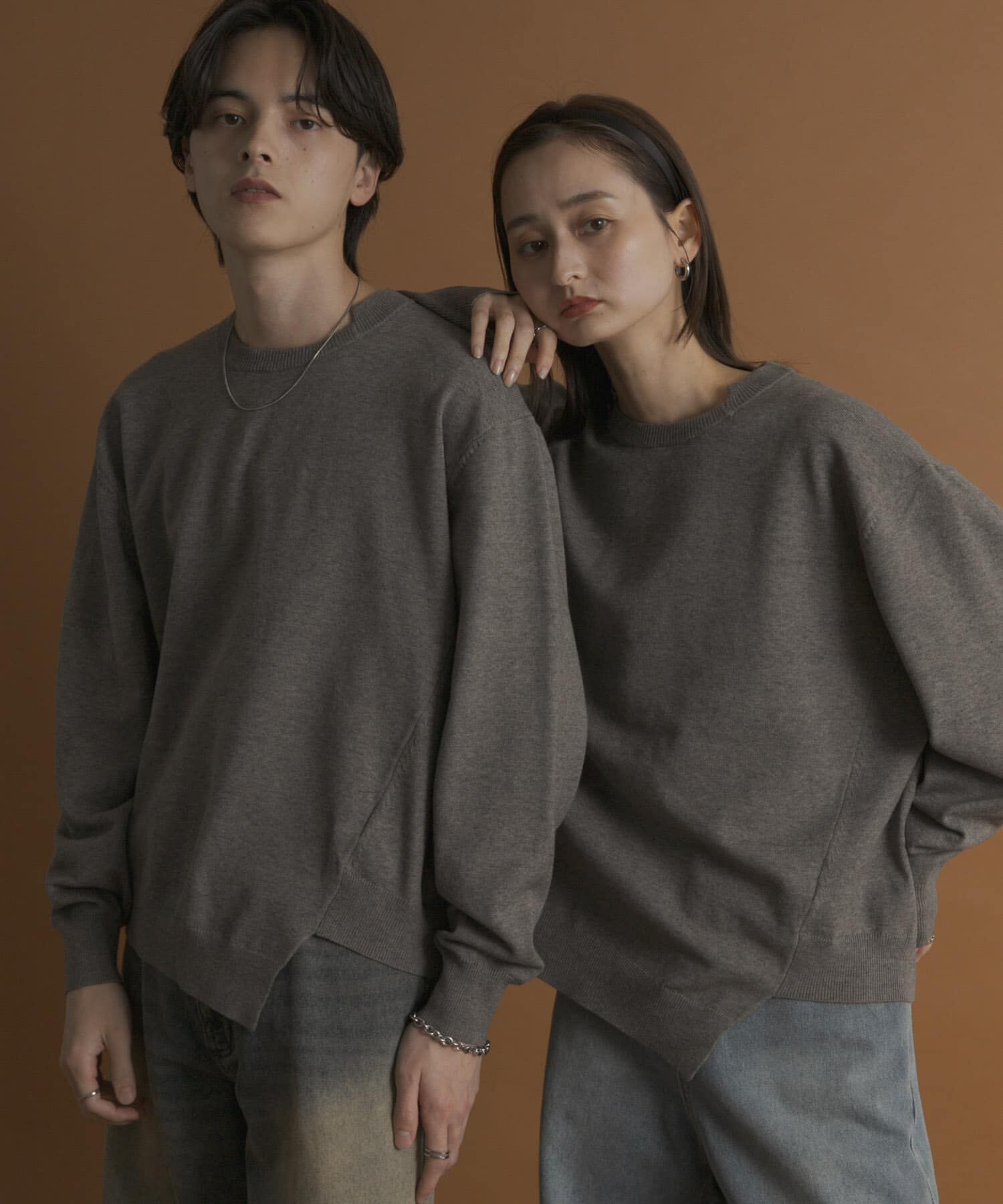 SENSE OF PLACE by URBAN RESEARCH「アシメクルーネックニット」|ニット・セーター|グレー