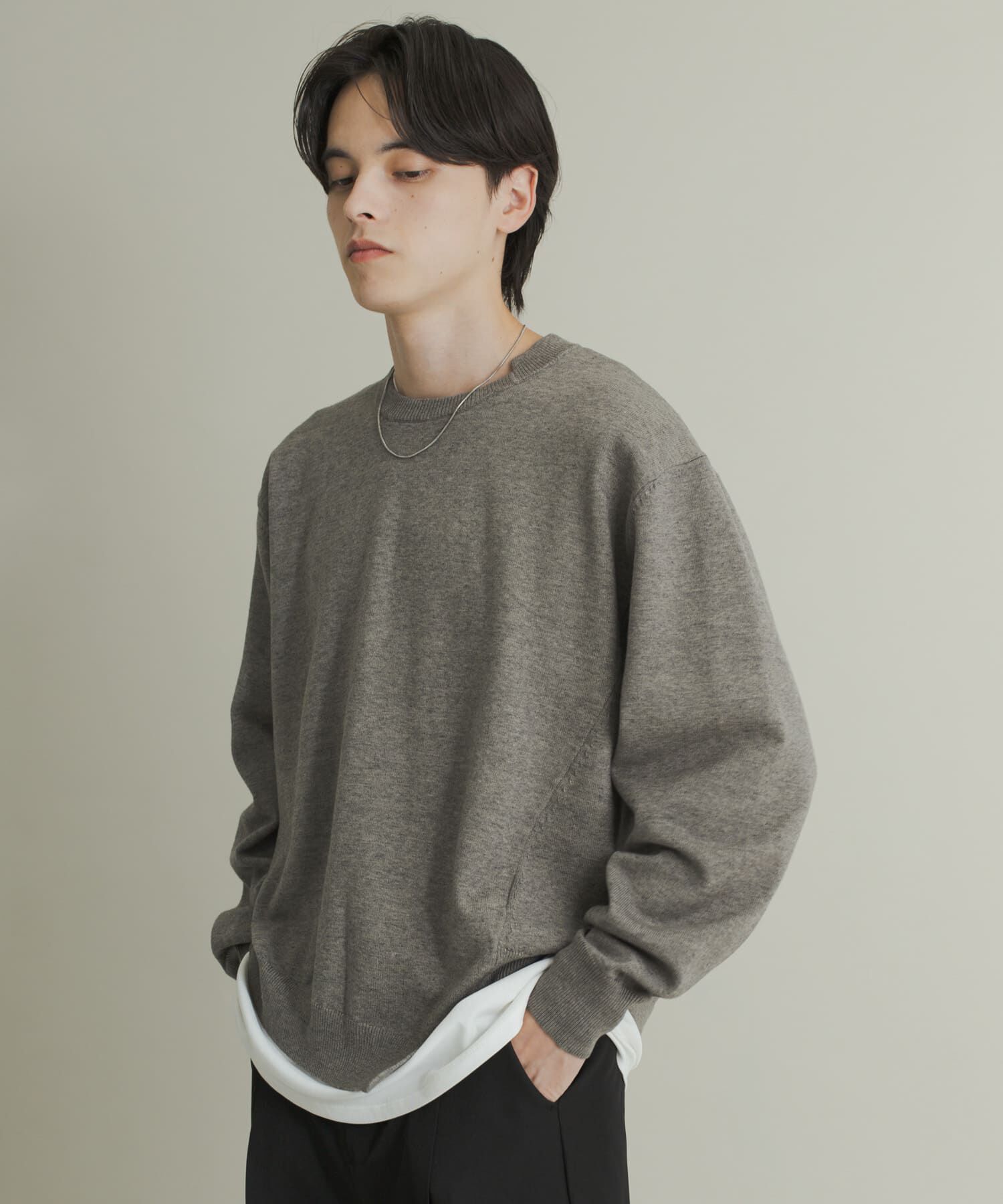 SENSE OF PLACE by URBAN RESEARCH「アシメクルーネックニット」|ニット・セーター|