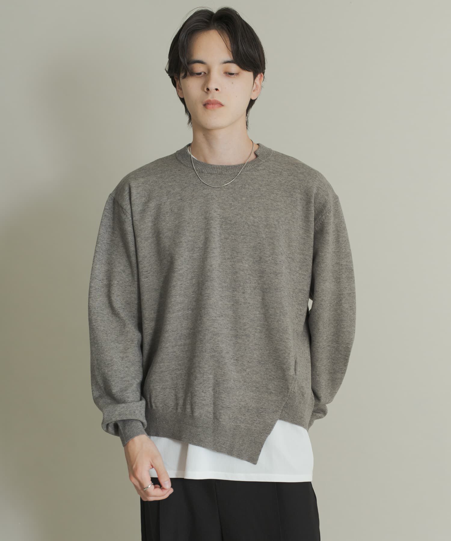 SENSE OF PLACE by URBAN RESEARCH「アシメクルーネックニット」|ニット・セーター|