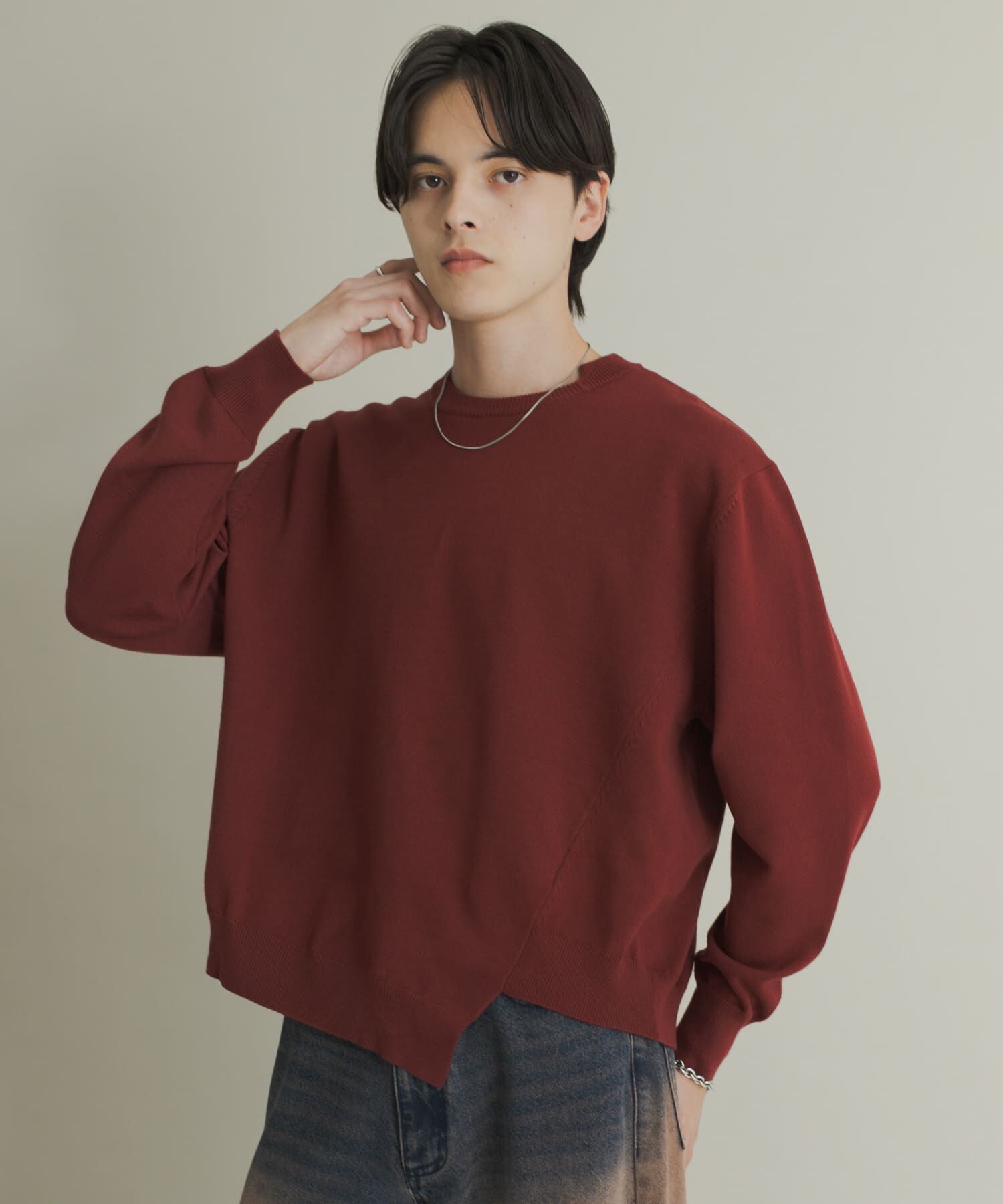 SENSE OF PLACE by URBAN RESEARCH「アシメクルーネックニット」|ニット・セーター|