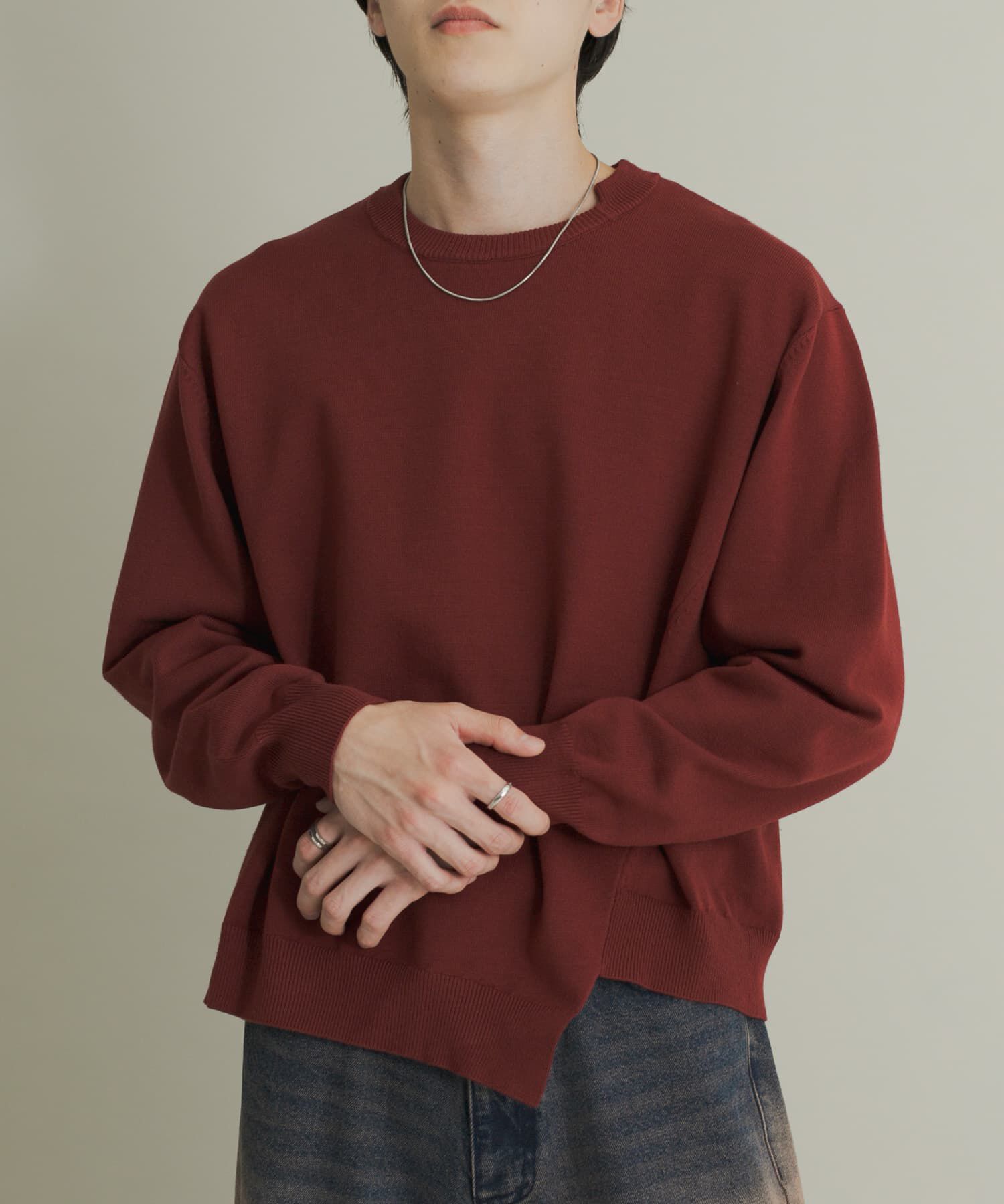 SENSE OF PLACE by URBAN RESEARCH「アシメクルーネックニット」|ニット・セーター|