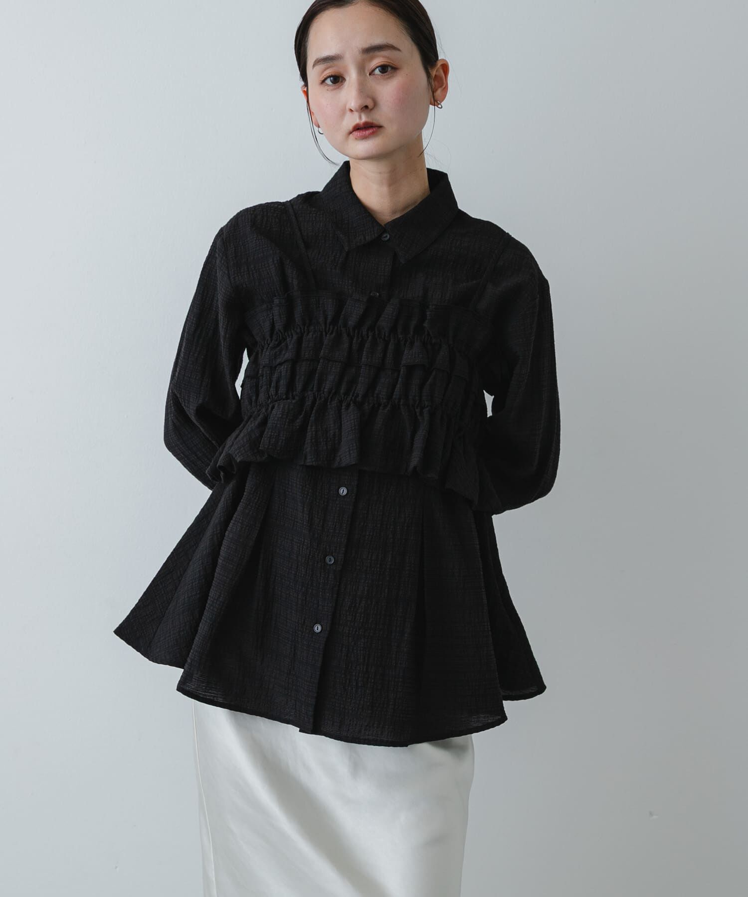 SENSE OF PLACE by URBAN RESEARCH「シャーリングビスチェセットシャツ」|Tシャツ・カットソー|ブラック