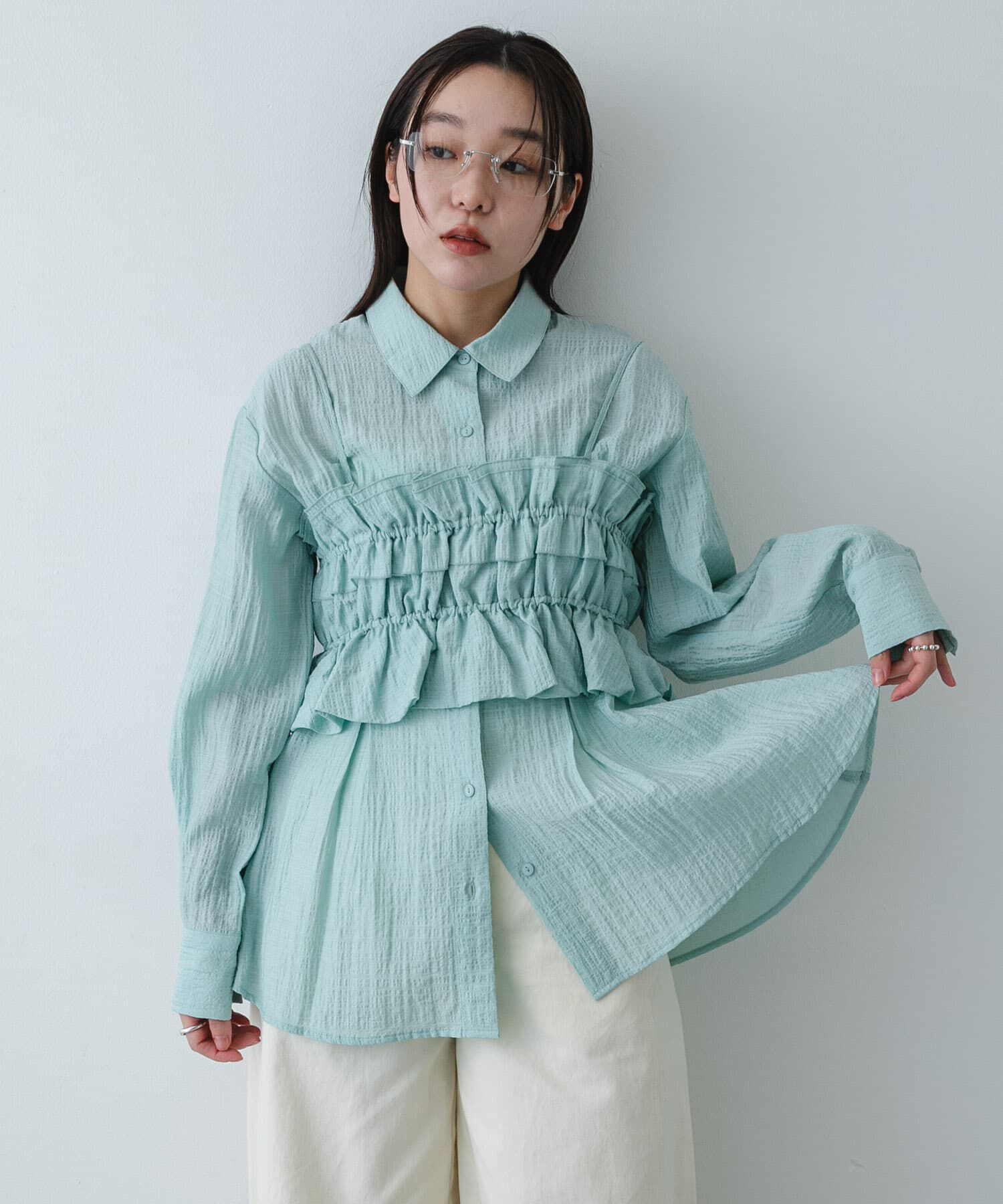 SENSE OF PLACE by URBAN RESEARCH「シャーリングビスチェセットシャツ」|Tシャツ・カットソー|