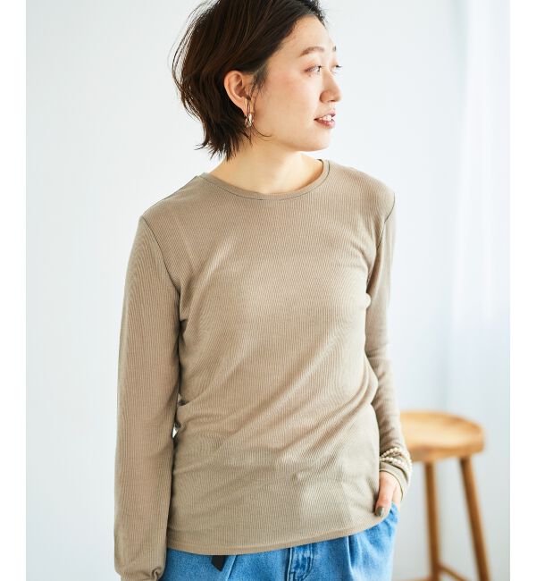 le.coeur blanc「《手洗い可能》シアーリブロングスリーブTシャツ」|Tシャツ・カットソー|