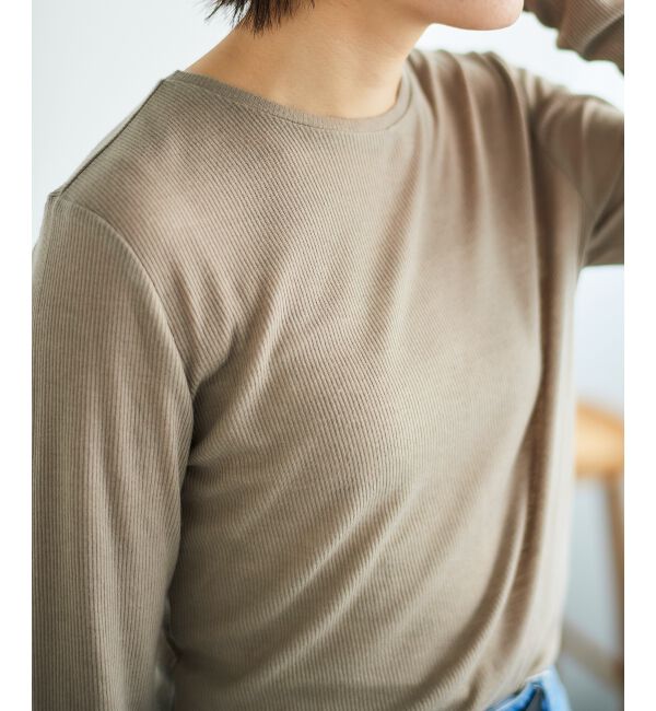 le.coeur blanc「《手洗い可能》シアーリブロングスリーブTシャツ」|Tシャツ・カットソー|