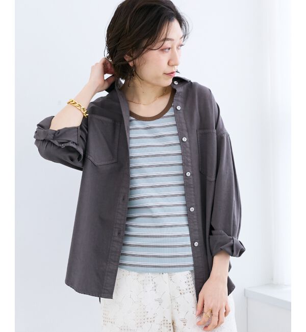  「エンブロイダリーカラーオーバーシャツ」|シャツ・ブラウス|