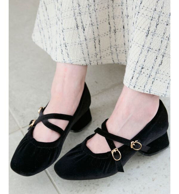 MAJESTICLEGON「レディギャザーストラップパンプス」|パンプス|