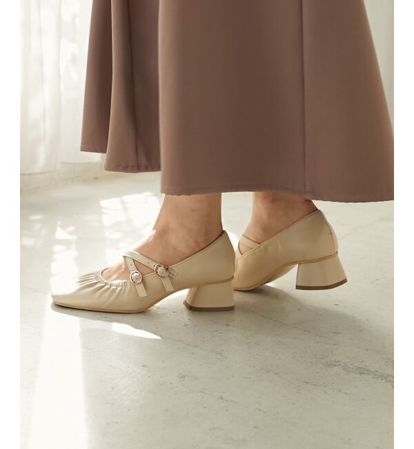 MAJESTICLEGON「レディギャザーストラップパンプス」|パンプス|