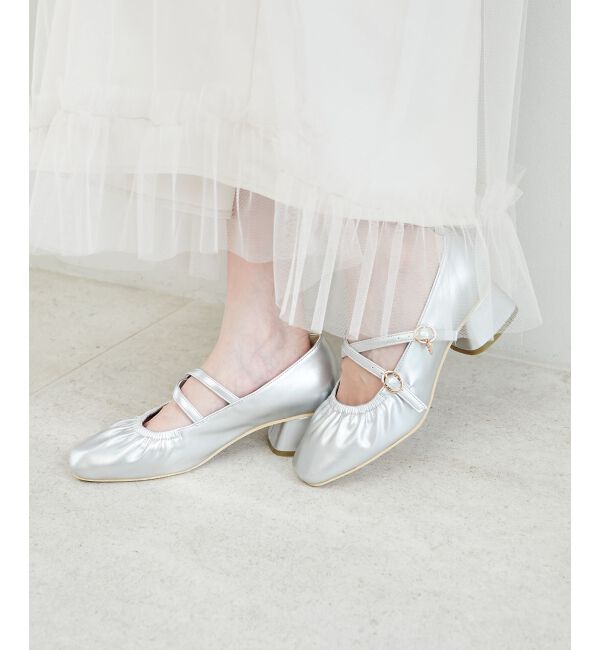 MAJESTICLEGON「レディギャザーストラップパンプス」|パンプス|