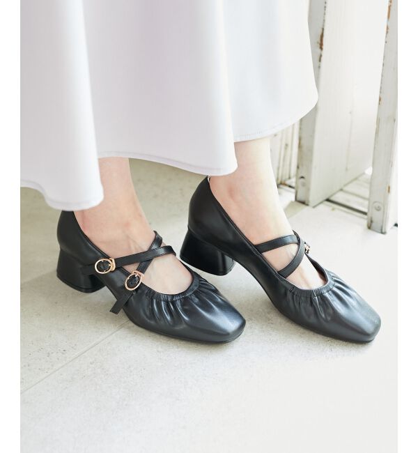 MAJESTICLEGON「レディギャザーストラップパンプス」|パンプス|