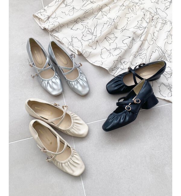 MAJESTICLEGON「レディギャザーストラップパンプス」|パンプス|