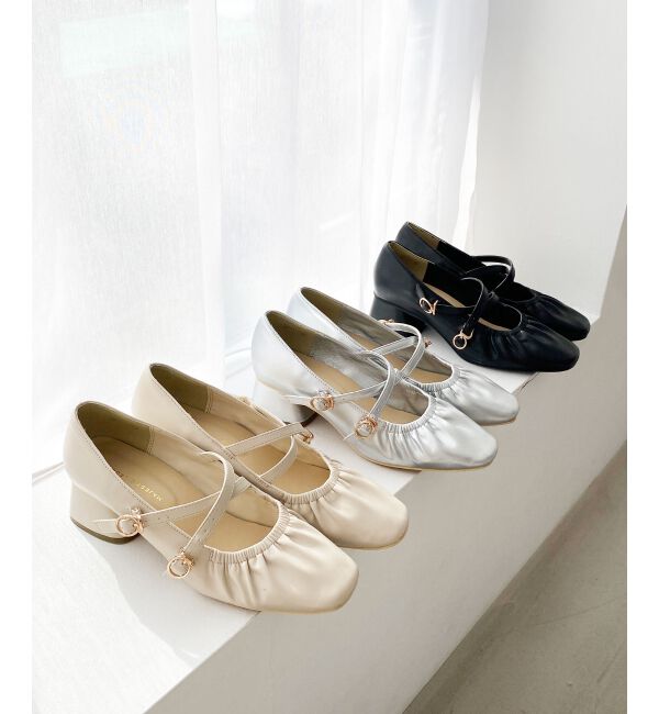 MAJESTICLEGON「レディギャザーストラップパンプス」|パンプス|