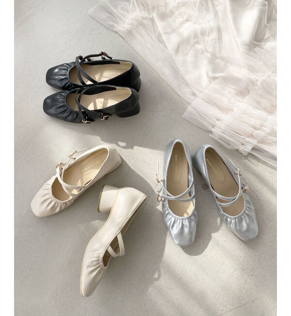 MAJESTICLEGON「レディギャザーストラップパンプス」|パンプス|