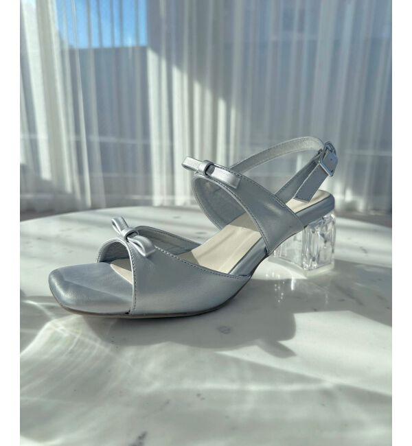  「クリアビジューヒールリボンサンダル」|サンダル|