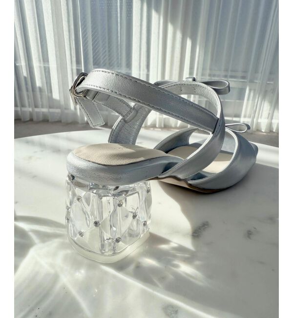  「クリアビジューヒールリボンサンダル」|サンダル|