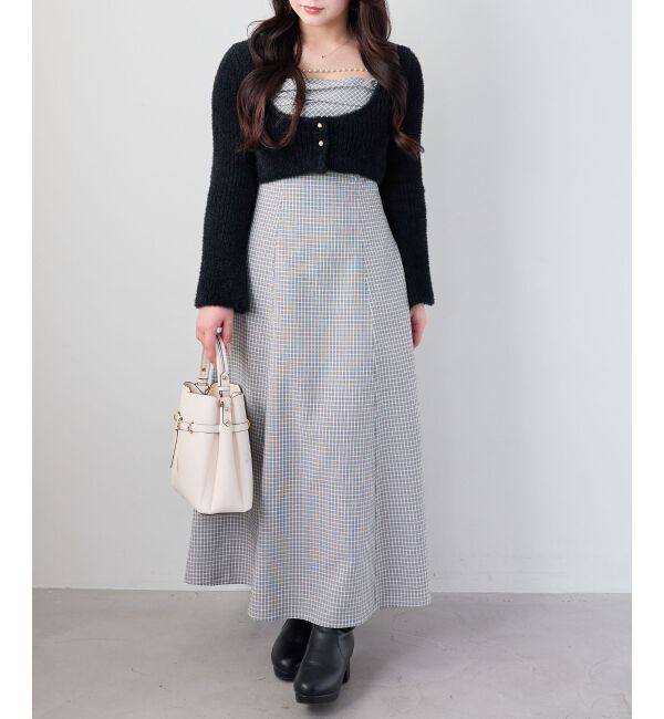  「シャギーカーデセットキャミワンピース」|ワンピース|