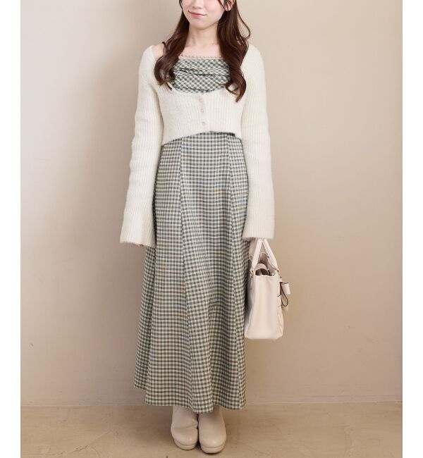  「シャギーカーデセットキャミワンピース」|ワンピース|