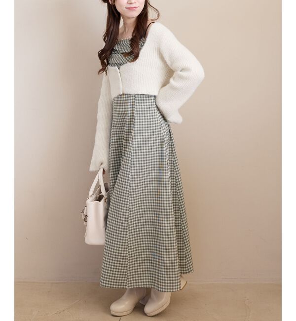  「シャギーカーデセットキャミワンピース」|ワンピース|