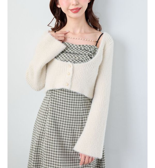  「シャギーカーデセットキャミワンピース」|ワンピース|