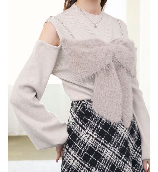  「ビッグリボンチェーン付きニット」|ニット・セーター|