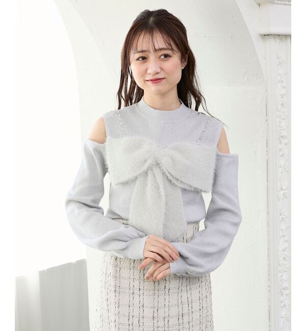  「ビッグリボンチェーン付きニット」|ニット・セーター|