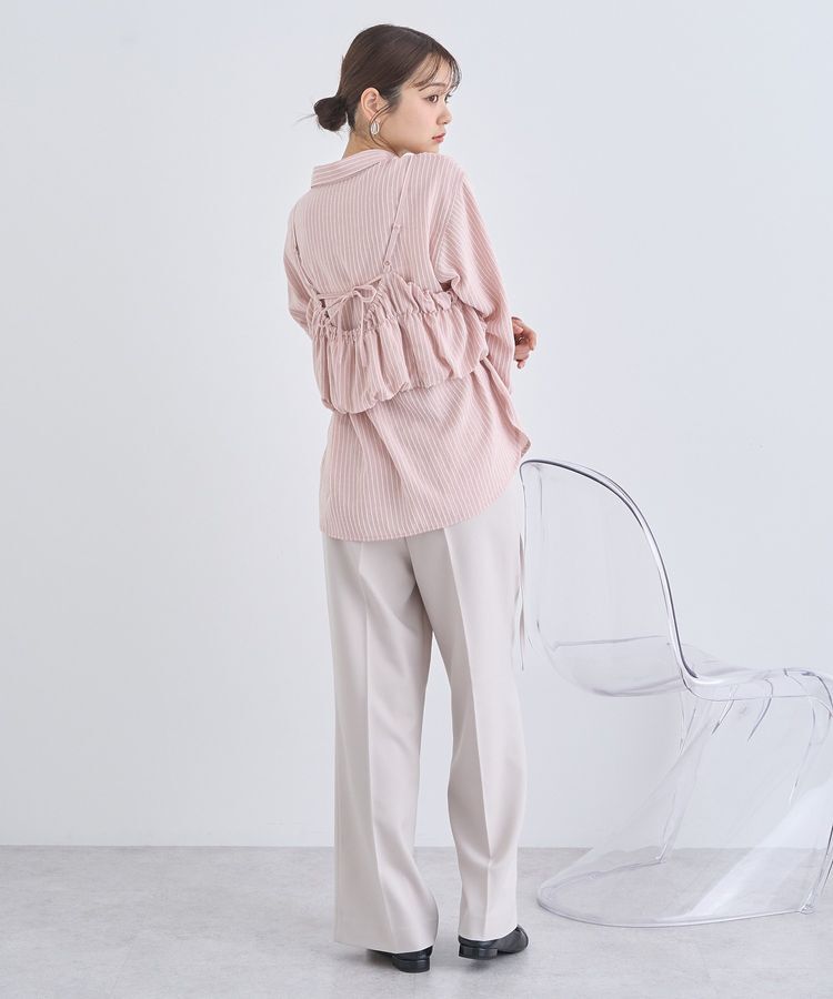 earth music&ecology「SET2点起毛ストライプシャツ+バルーンビスチェ」|シャツ・ブラウス|