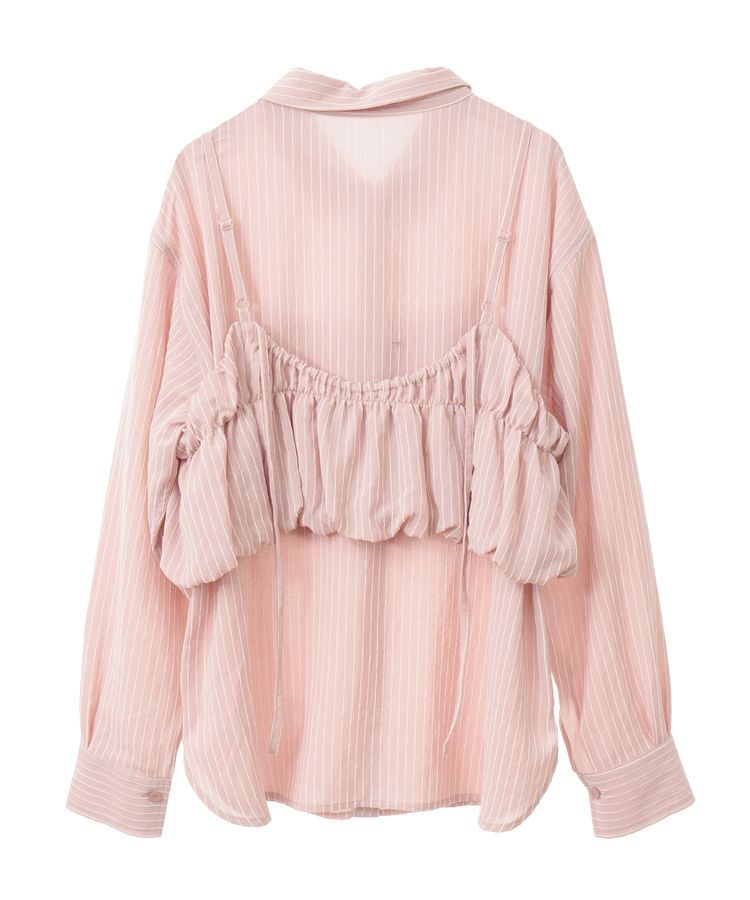 earth music&ecology「SET2点起毛ストライプシャツ+バルーンビスチェ」|シャツ・ブラウス|