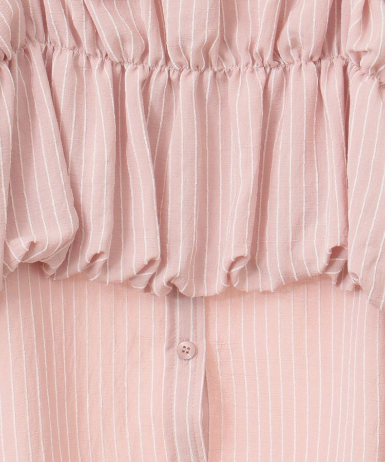 earth music&ecology「SET2点起毛ストライプシャツ+バルーンビスチェ」|シャツ・ブラウス|