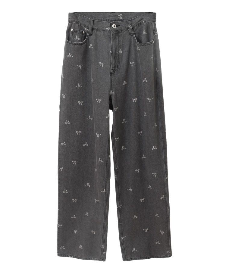 earth music&ecology「リボンプリントデニムパンツ」|デニム|