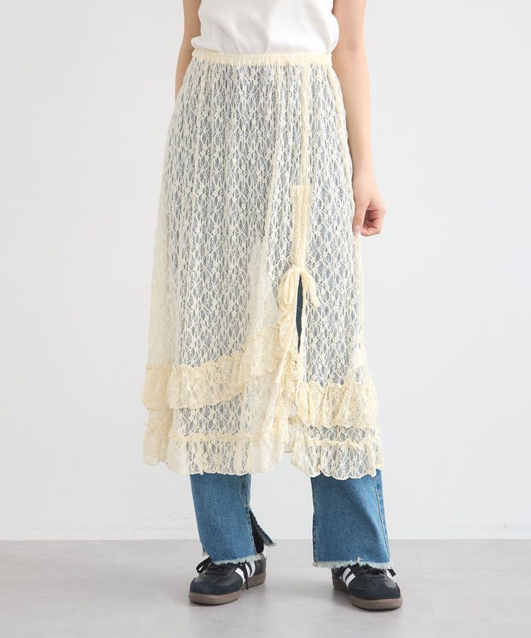 earth music&ecology「2wayレースレイヤードスカート」|スカート|