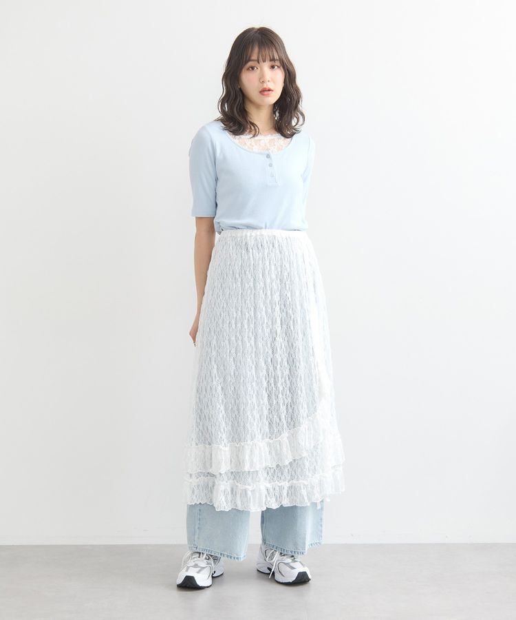 earth music&ecology「2wayレースレイヤードスカート」|スカート|