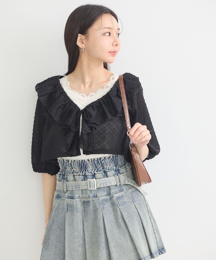 earth music&ecology「ラッフルカットショートボレロ」|カーディガン|