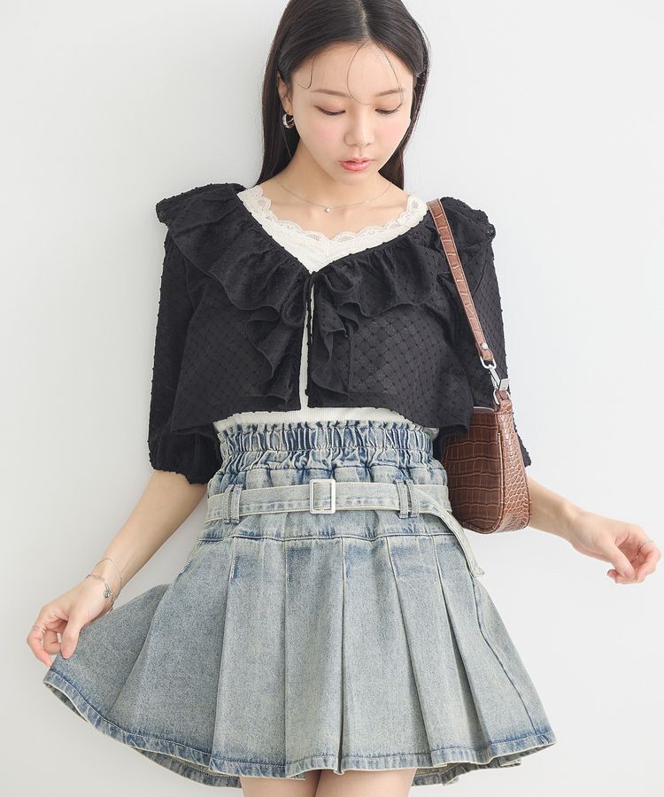 earth music&ecology「ラッフルカットショートボレロ」|カーディガン|