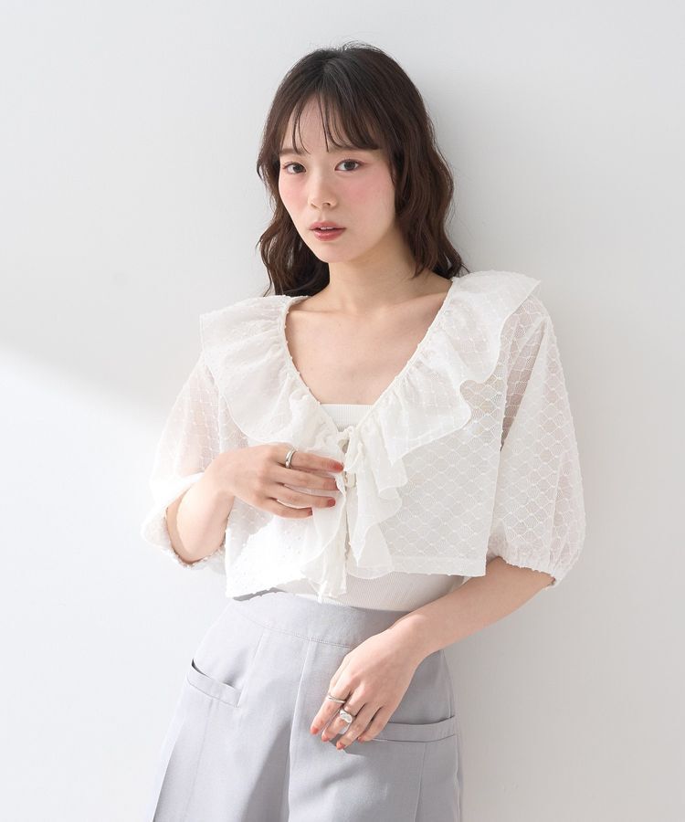 earth music&ecology「ラッフルカットショートボレロ」|カーディガン|