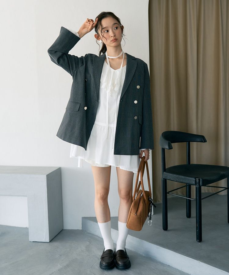 earth music&ecology「サイドリボンラッフルミニワンピース」|ワンピース|