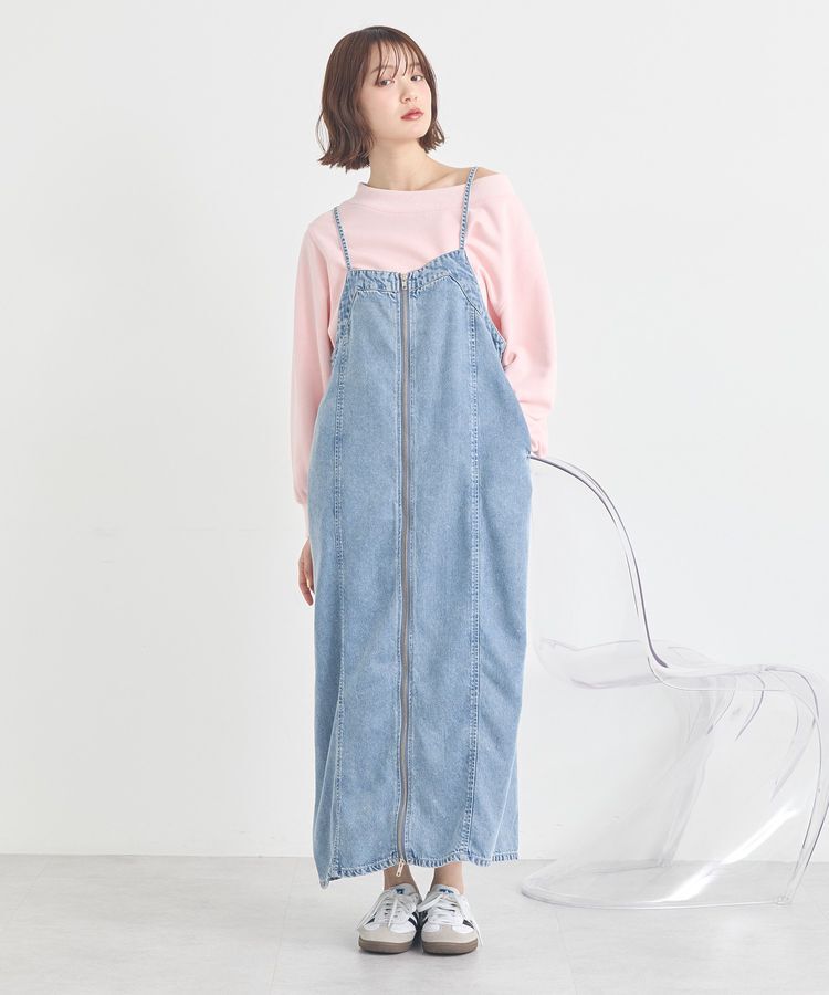 earth music&ecology「ダブルジップデニムキャミワンピース」|ワンピース|