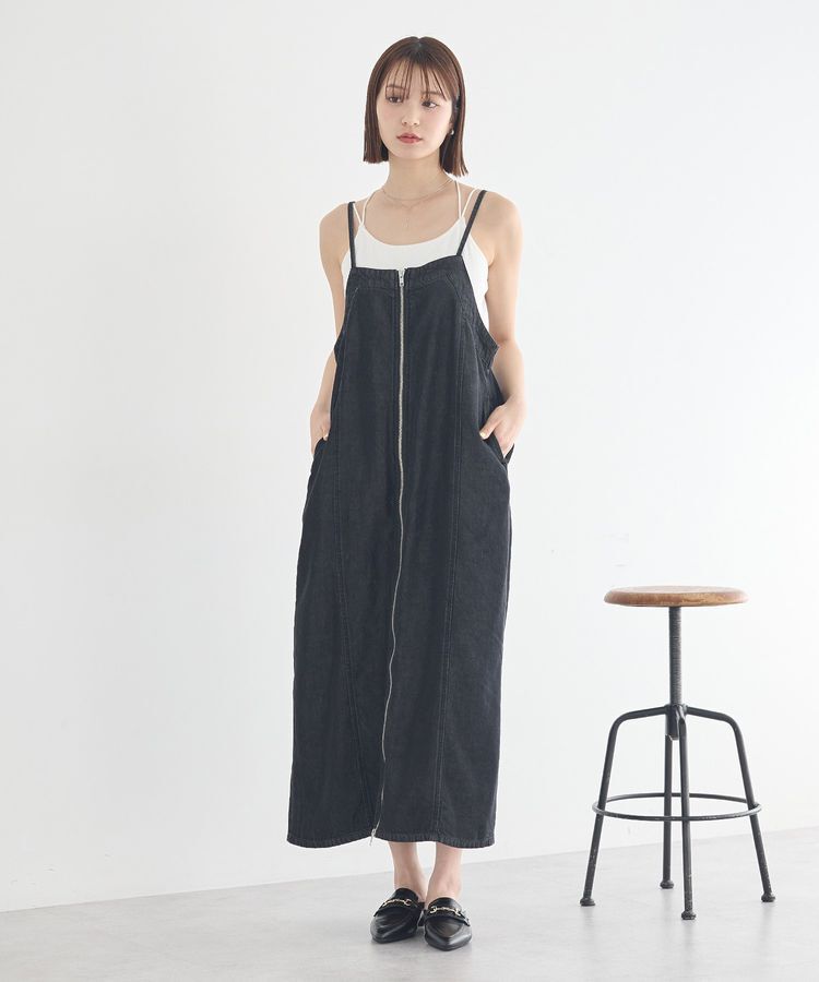 earth music&ecology「ダブルジップデニムキャミワンピース」|ワンピース|