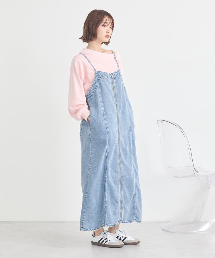 earth music&ecology「ダブルジップデニムキャミワンピース」|ワンピース|