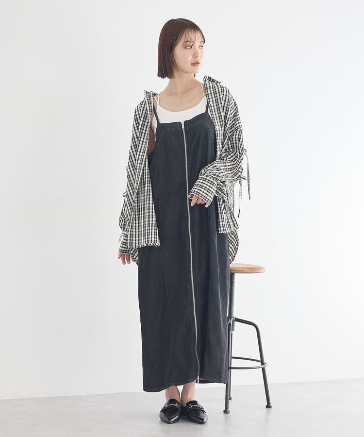 earth music&ecology「ダブルジップデニムキャミワンピース」|ワンピース|