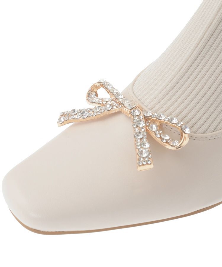 Maison de FLEUR「リボンビジューニットブーツ」|ショートブーツ|