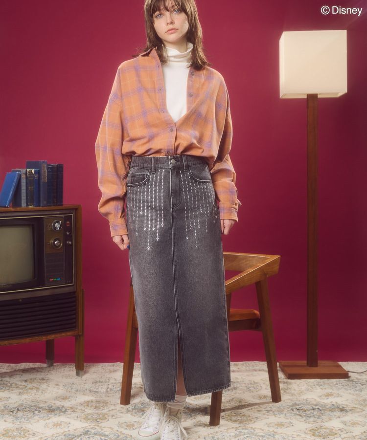 AMERICAN HOLIC「ラインストーンデニムスカート/Disney」|タイト|