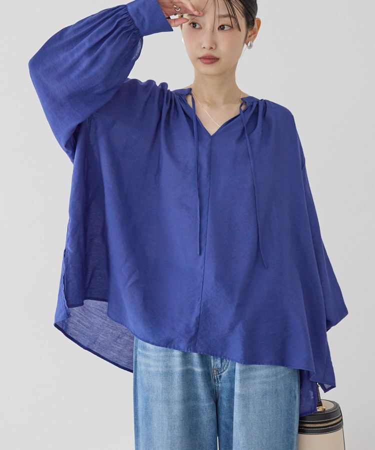 AMERICAN HOLIC「スキッパーギャザーブラウス」|シャツ・ブラウス|Blue