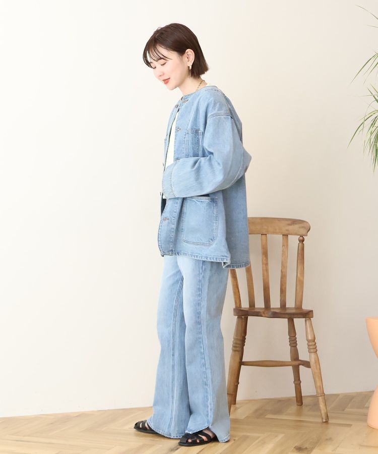 AMERICAN HOLIC「ノーカラーデニムカバーオール」|テーラードジャケット|