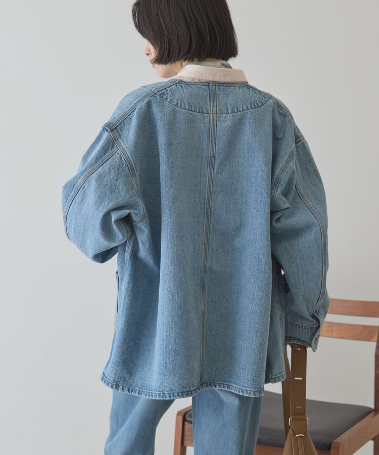 AMERICAN HOLIC「ノーカラーデニムカバーオール」|テーラードジャケット|