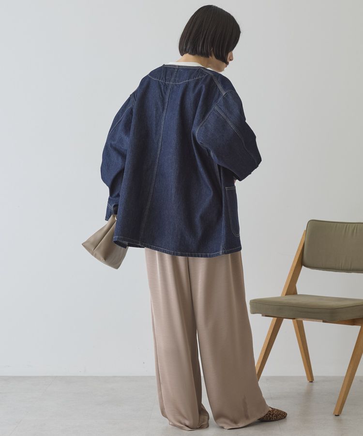 AMERICAN HOLIC「ノーカラーデニムカバーオール」|テーラードジャケット|