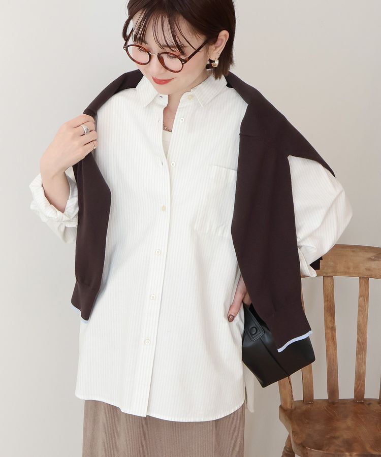 AMERICAN HOLIC「【UVカット】オックスベーシックシャツ」|シャツ・ブラウス|ストライプホワイト