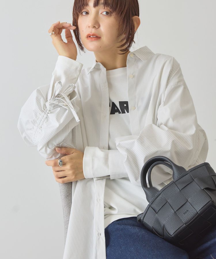 AMERICAN HOLIC「【イージーケア】バックギャザーリボンシャツ」|シャツ・ブラウス|White