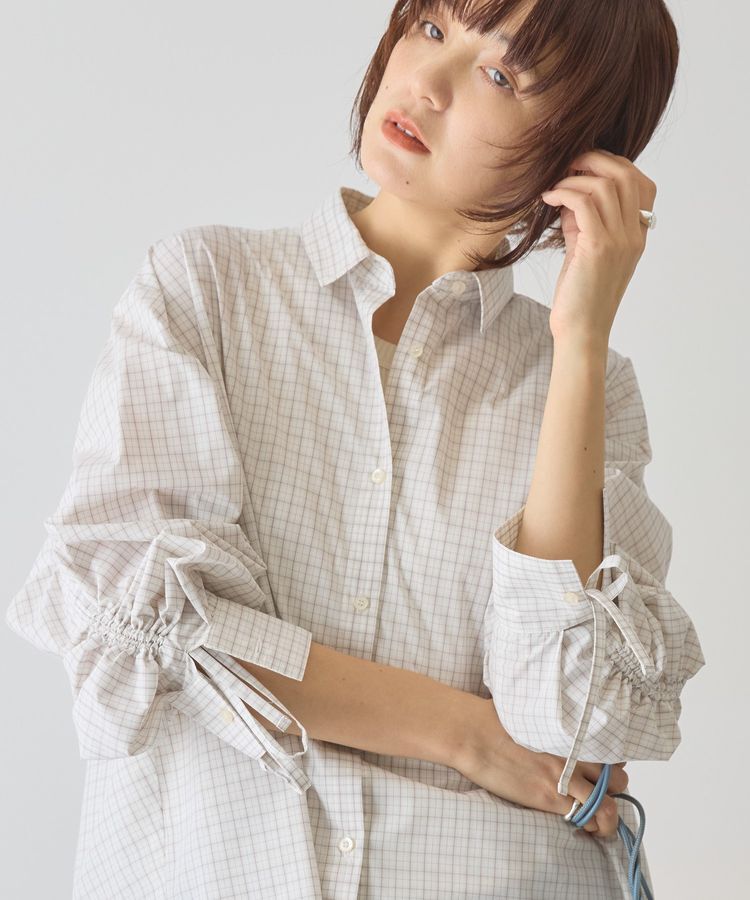 AMERICAN HOLIC「【イージーケア】バックギャザーリボンシャツ」|シャツ・ブラウス|チェック