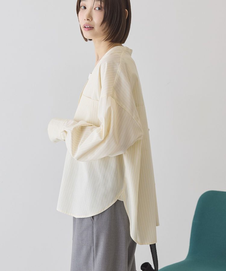 AMERICAN HOLIC「【イージーケア】ストライプVネックシャツ」|シャツ・ブラウス|